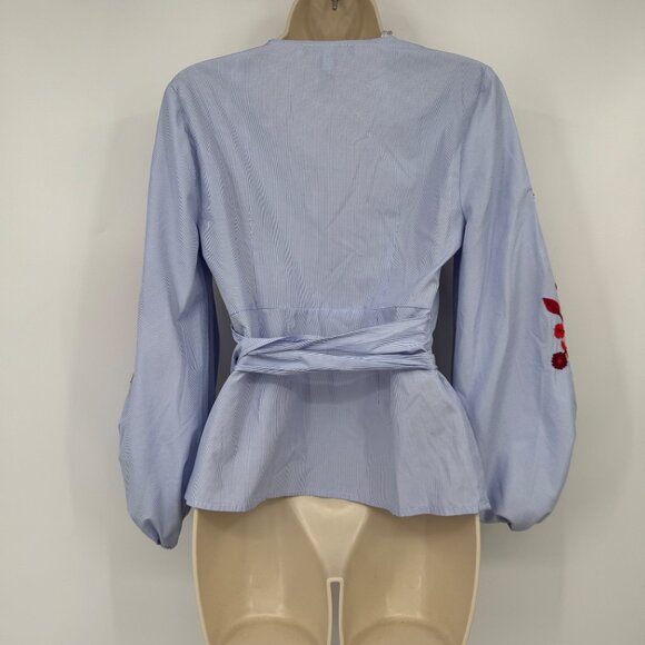 INC International Concepts Embroidered Wrap Top woman’s size small petite bishop - Picture 10 of 14